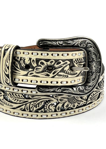 buckle belt western women's white glitter by Ariat