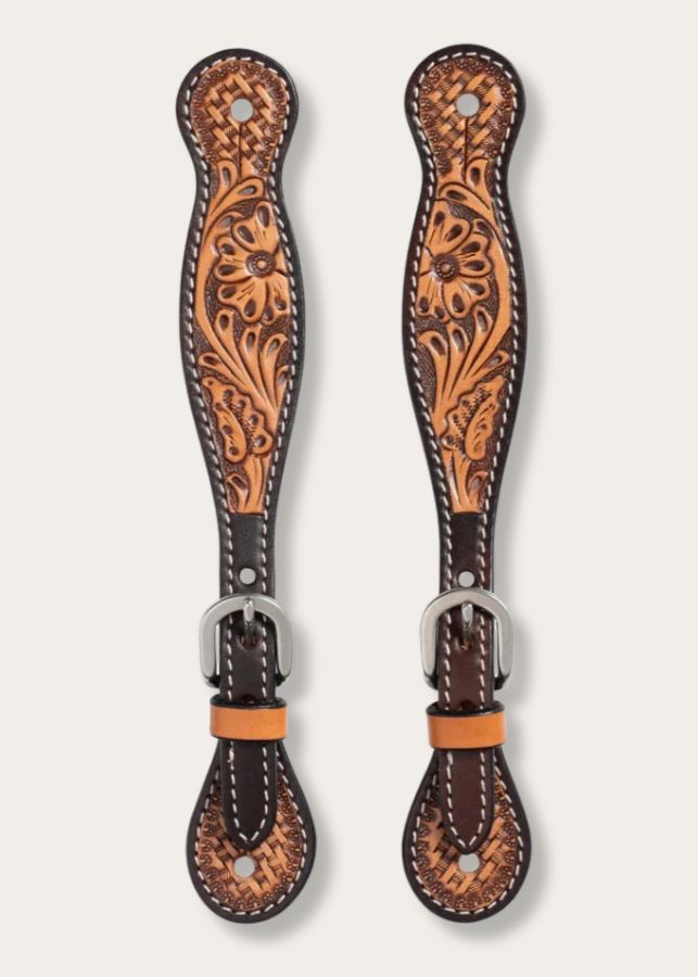 Cinturini per speroni donna Tooled Floral Basketweave di Turquoise Cross