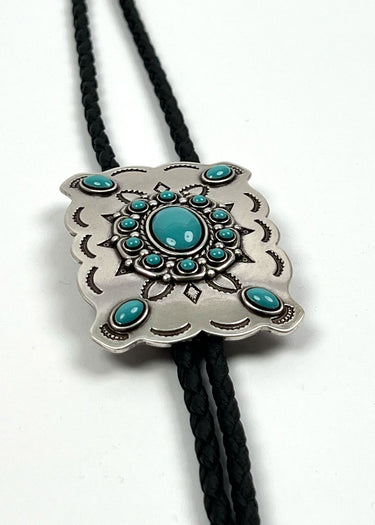 Side Bolo cowboy tie Rectangle Western Concho Silver by Double S