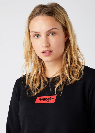 logo sweatshirt femmes crew Seat noir modèle de Wrangler