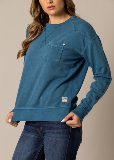 davanti Felpa donna Gina Western Crew in mid blue by Kimes Ranch