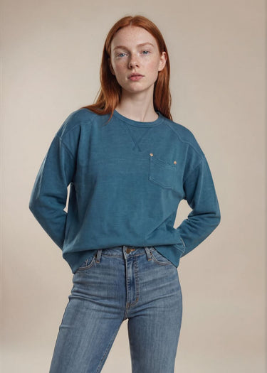 davanti Felpa donna Gina Western Crew in mid blue by Kimes Ranch