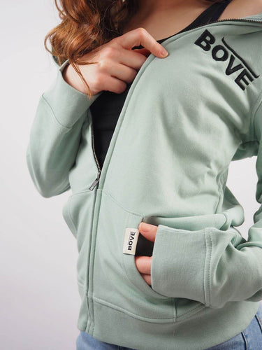 logo Sweatshirt women's zippered Sage by Bove