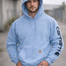 Sweatshirt mit Kapuze und Logo am Ärmel in nebelblau von Carhartt
