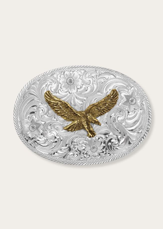 fibbia per cintura western classic eagle montana silversmith