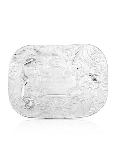 dietro Fibbia Class Act Two Tone with Longhorn di Montana Silversmith