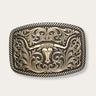 Fibbia Longhorn Vintage Bronze Texas di Montana Silversmith