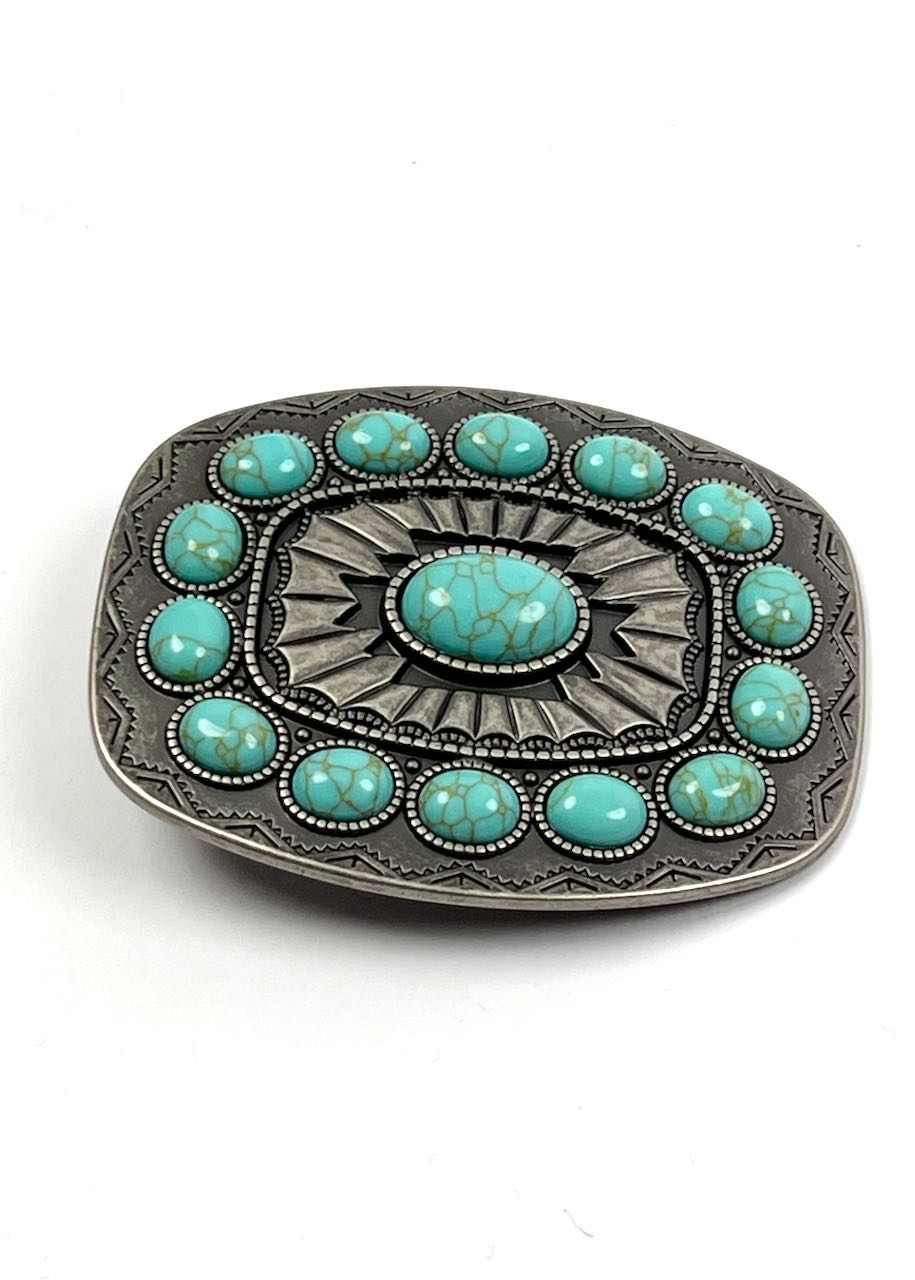 lato Fibbia Rettangolare Southwest con Pietre Turchesi by Blazin Roxx