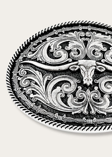 particular Buckle Rope and Barbed Wire Longhorn Classic Impressions Attitude by Montana Silversmith