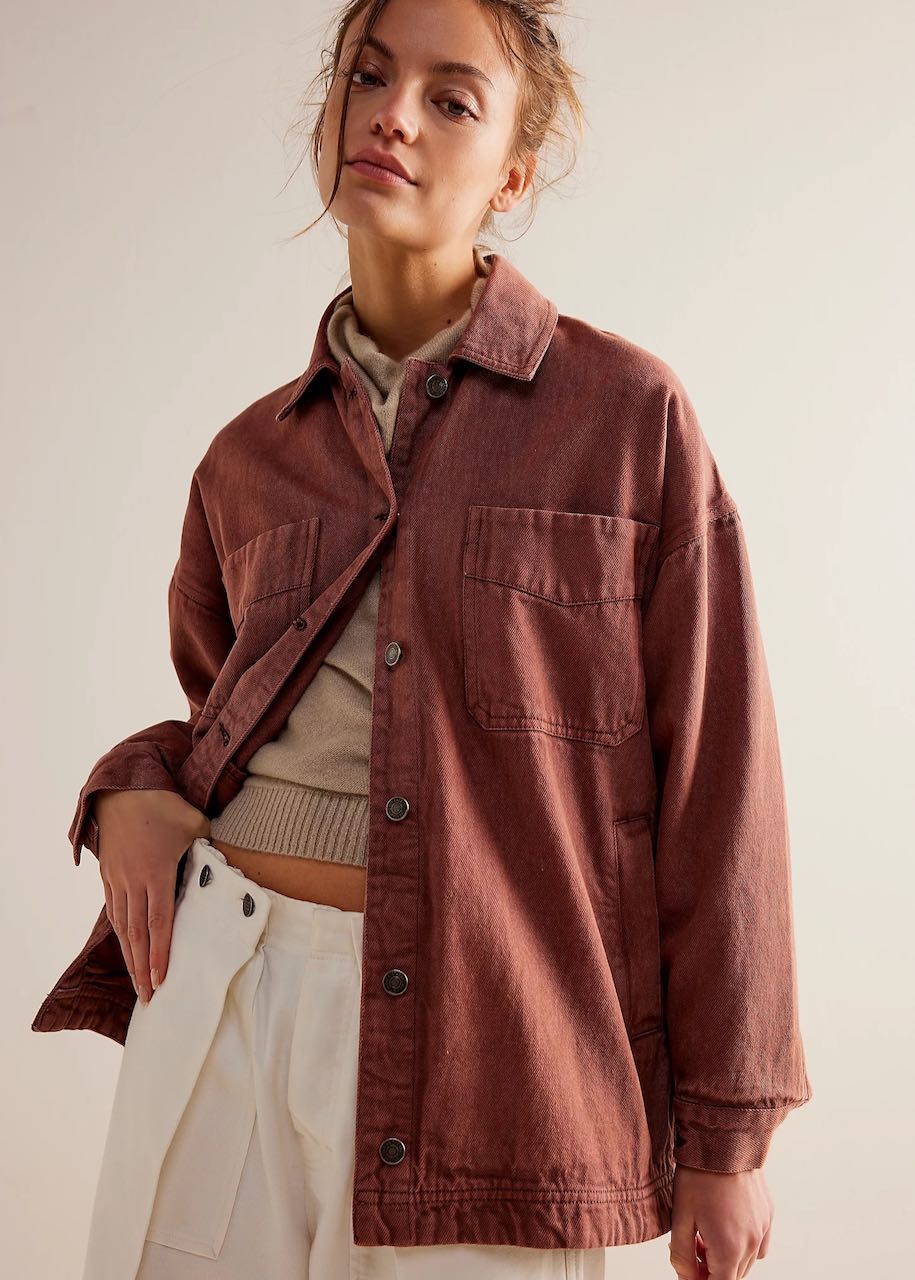 giacca in jeans modello madison city color chocolate di Free People