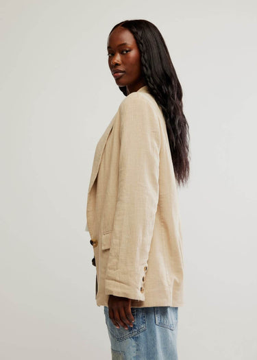 Side Prep School Blazer in Birch by Free People