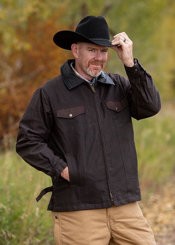Giacca Uomo Oilskin Conceal Carry in Brown di Wyoming Traders