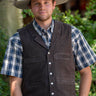 Gilet en cuir de buffle pour homme, couleur chocolat, Wyoming Traders