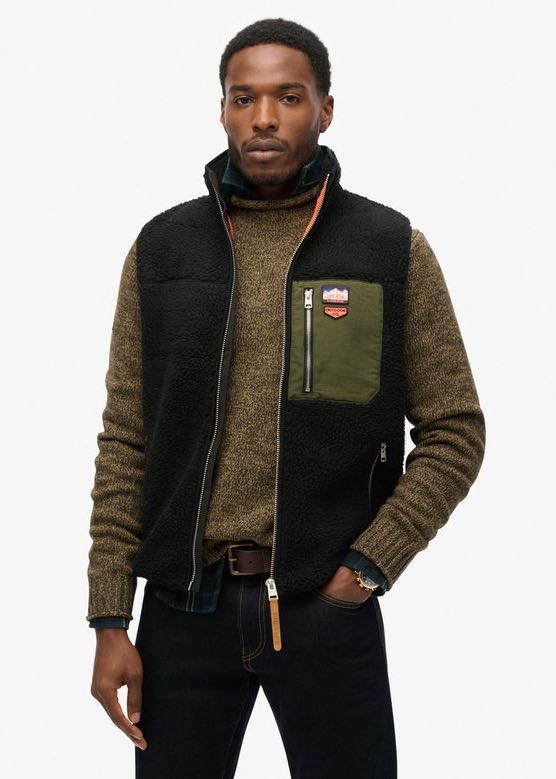 Gilet in Pile uomo black Vintage Retro di Superdry