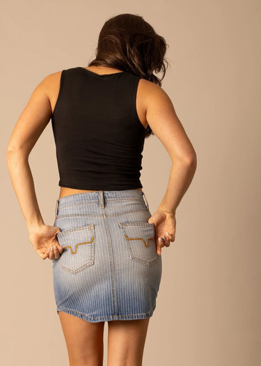 dietro Gonna Tory in Stripe Denim di Kimes Ranch