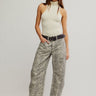 Good Luck Printed Barrel Jeans in Snake Combo by Free People