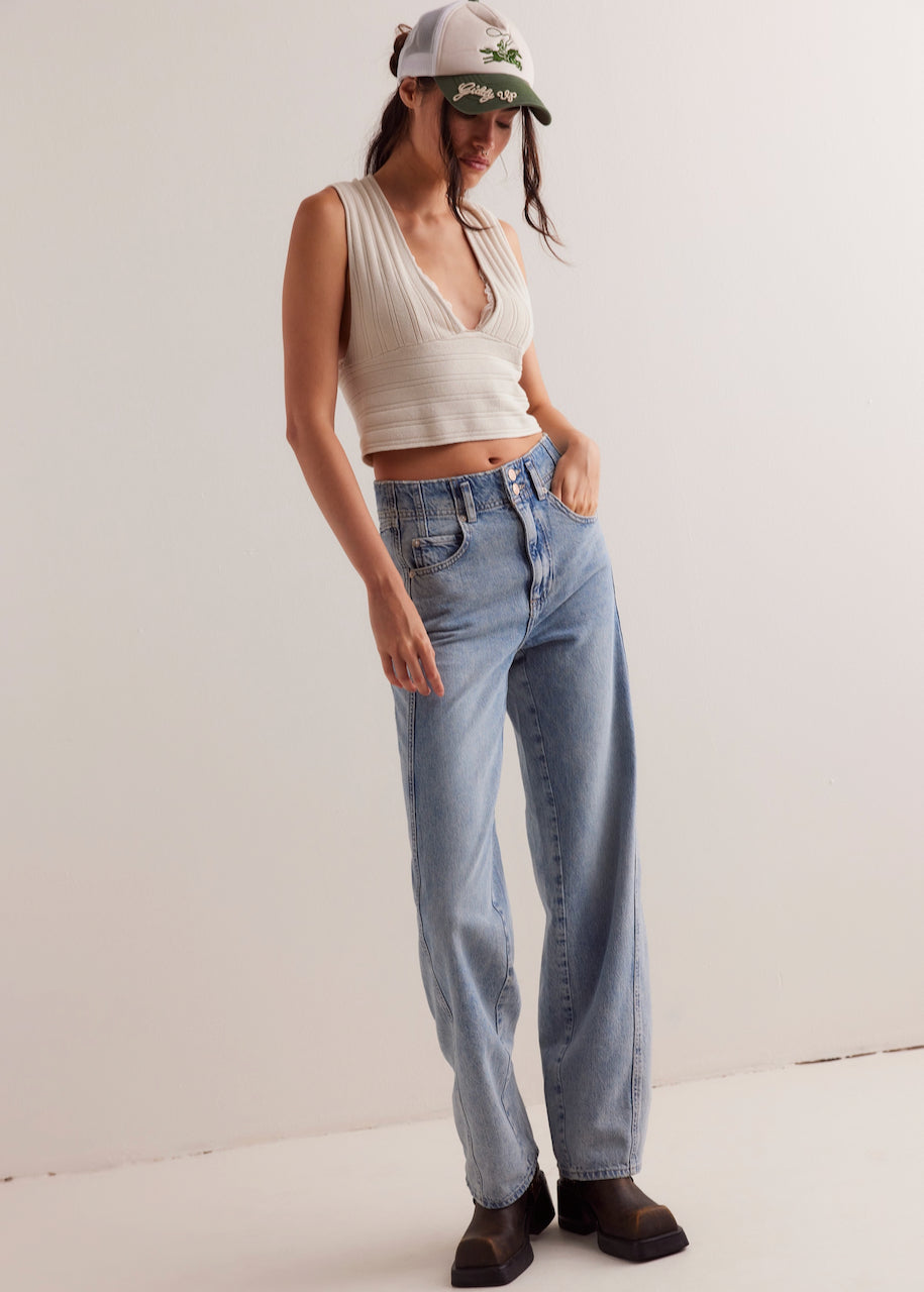 Jeans donna Aster Straight in Opal di Free People