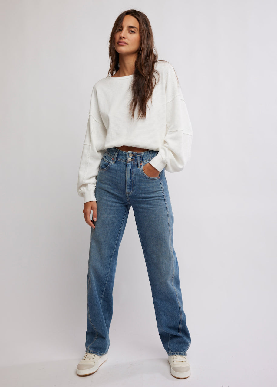 Jeans donna Aster Straight in Swarm di Free People