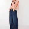 Women's Good Luck Mid Rise Barrel Jeans in Deep End von Free People