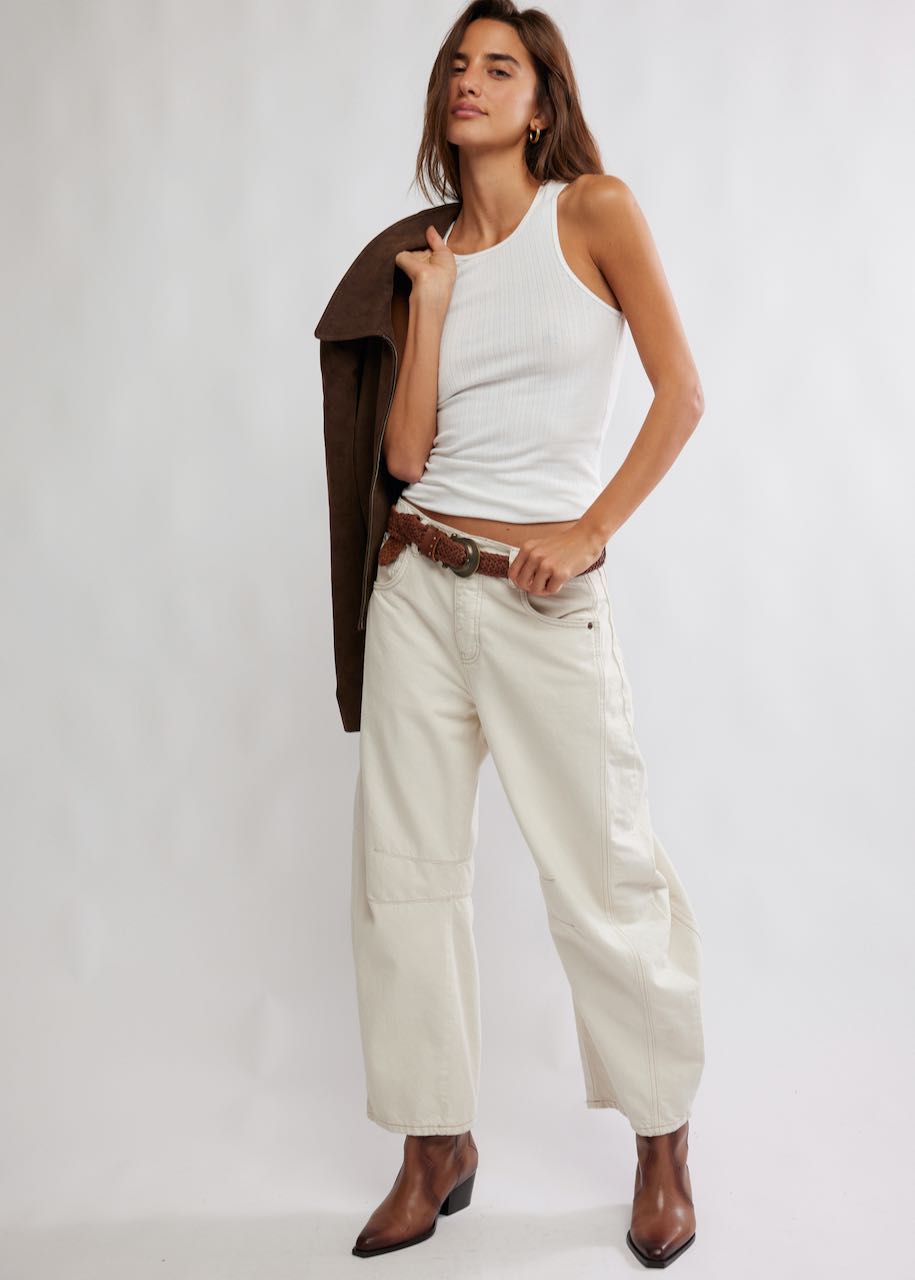 Jeans Good Luck Mid Rise Barrel in Milk