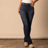 Women's Kimes Ranch Sarah jeans in Blue featuring a high waist and slim bootcut style.