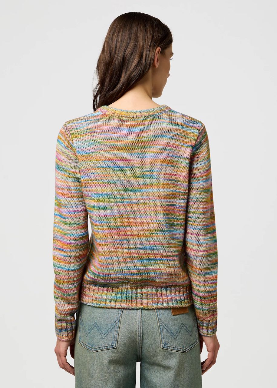dietro Maglia donna Slim Striped in rainbow di Wrangler