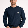 Hommes Carhartt Dearborn Loose Sleeve Sweater with Pocket navy worn