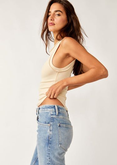 lato maglietta Kate Tee Bleached Sand di Free People