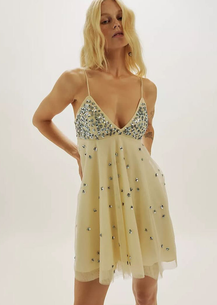 Noel Shine Mini Dress in Bone White by Free People