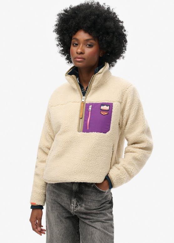 Maglione in Pile Vintage Retro in oatmeal beige di Superdray