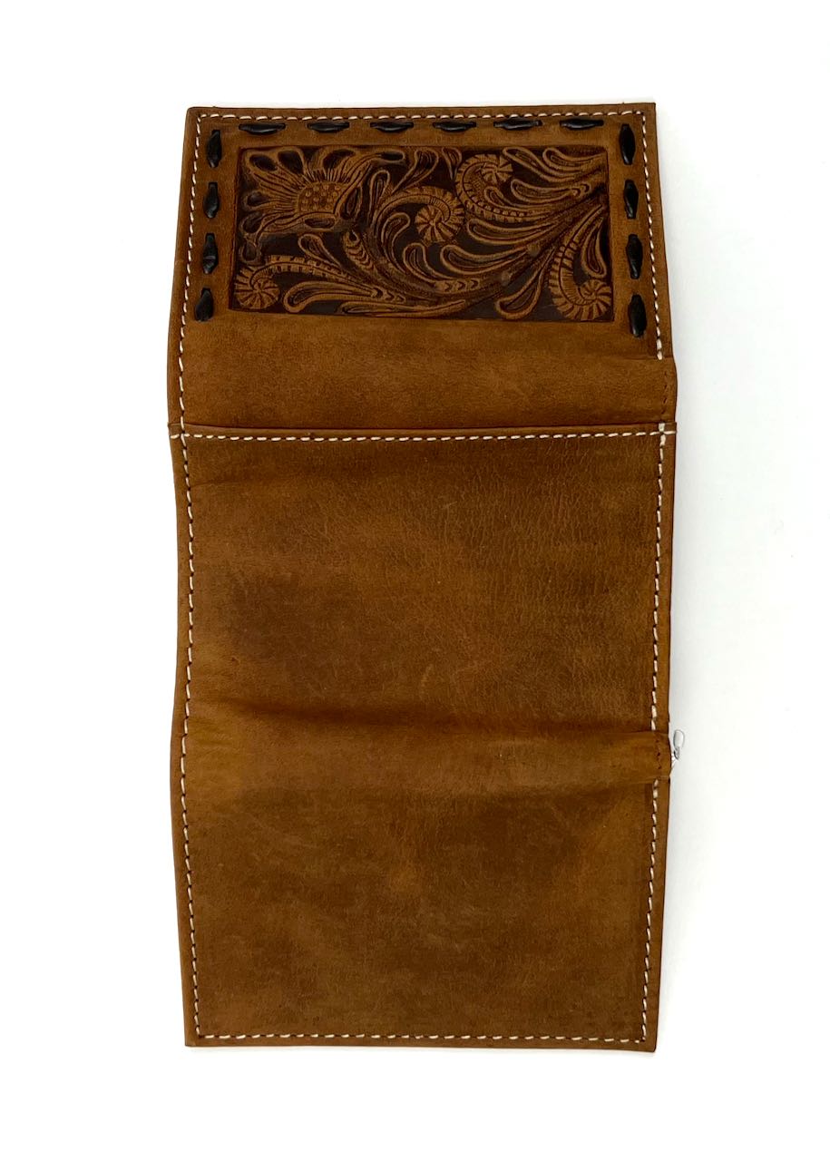 Portafogli Floral Embossed Chocolate Buck Lacing Brown di Nocona