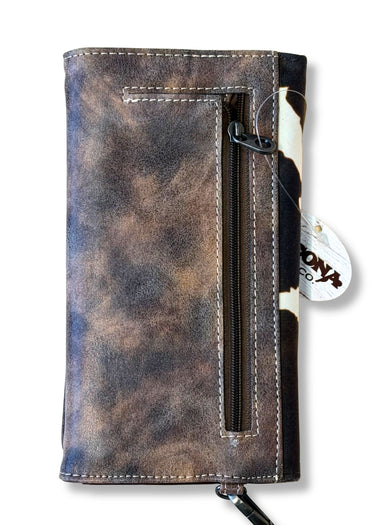 dietro Portafoglio Clutch Jessie Rae Cow Print Brown by Nocona