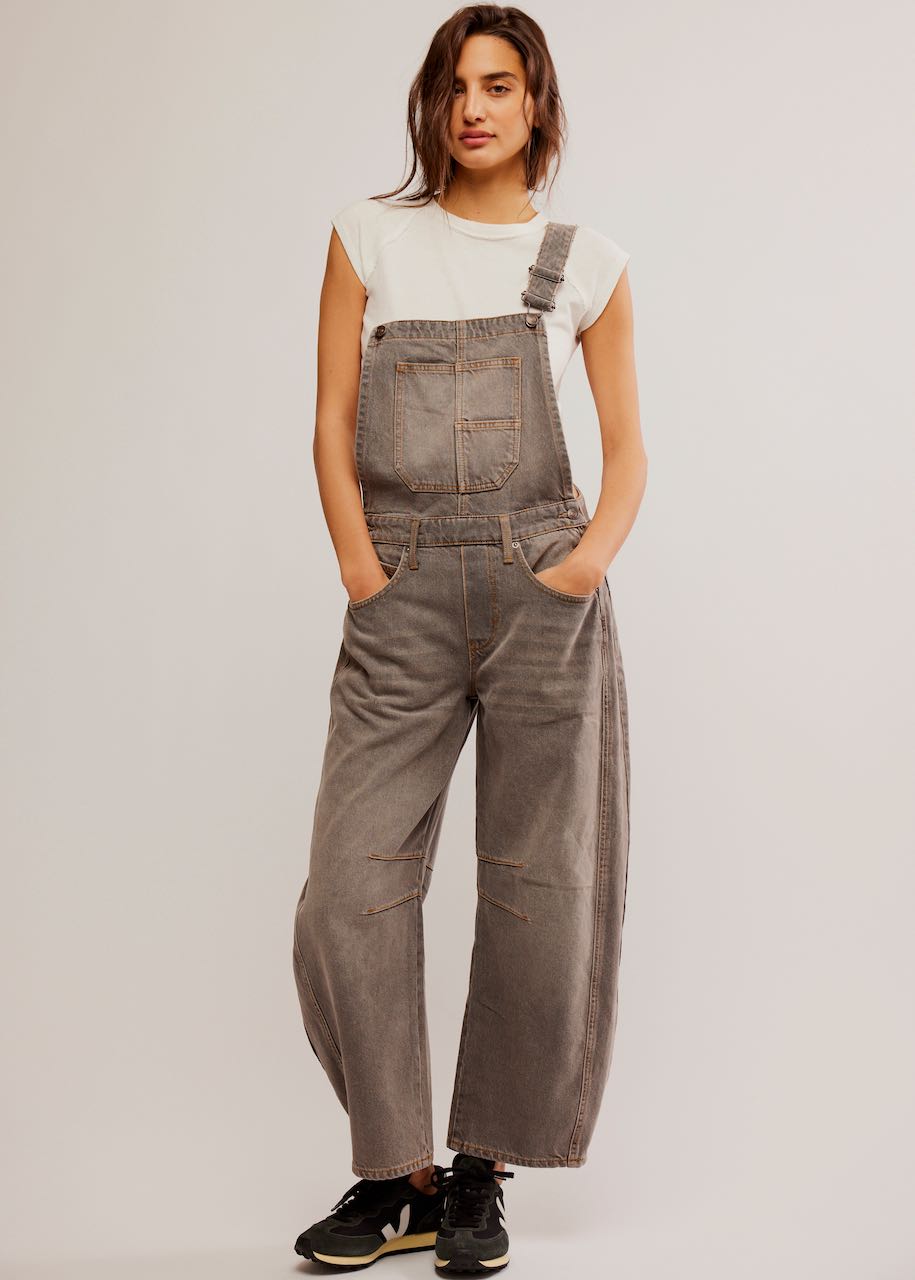 Salopette in Jeans Good Luck Overall in Archive Grey di Free People