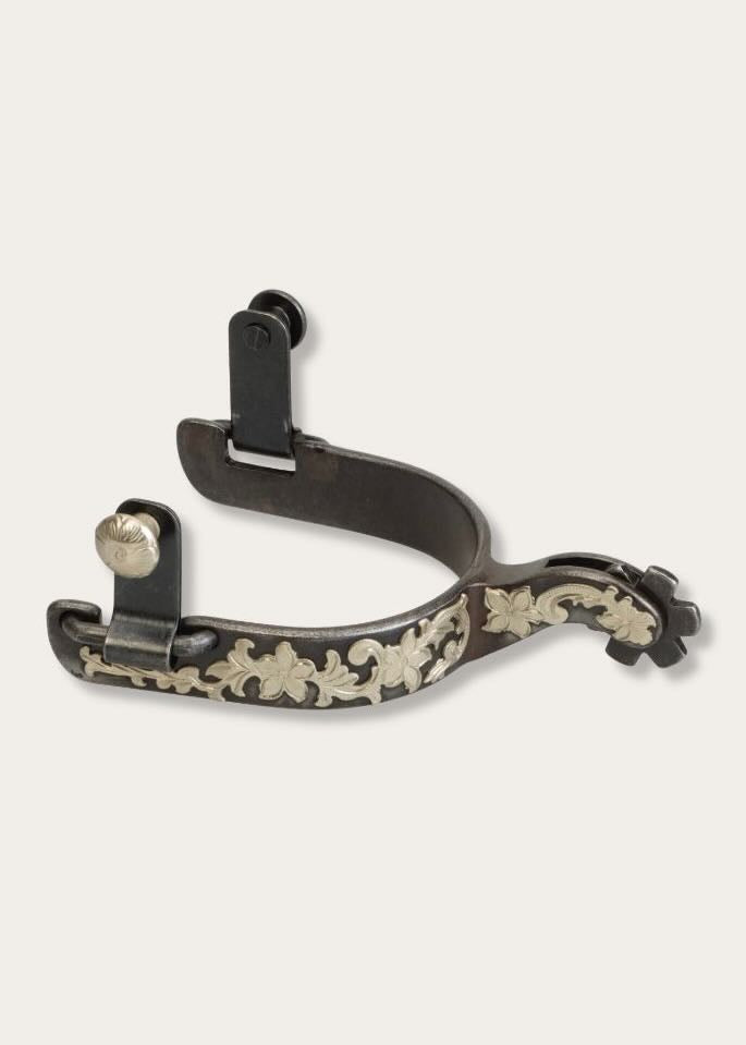 Speroni donna Show Spurs with Floral Design in Buffed Bleck di Weaver Leather
