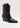 Cowboy Boots Women's black leather ankle boots with tapered toe and block heel, featuring pull-on straps.