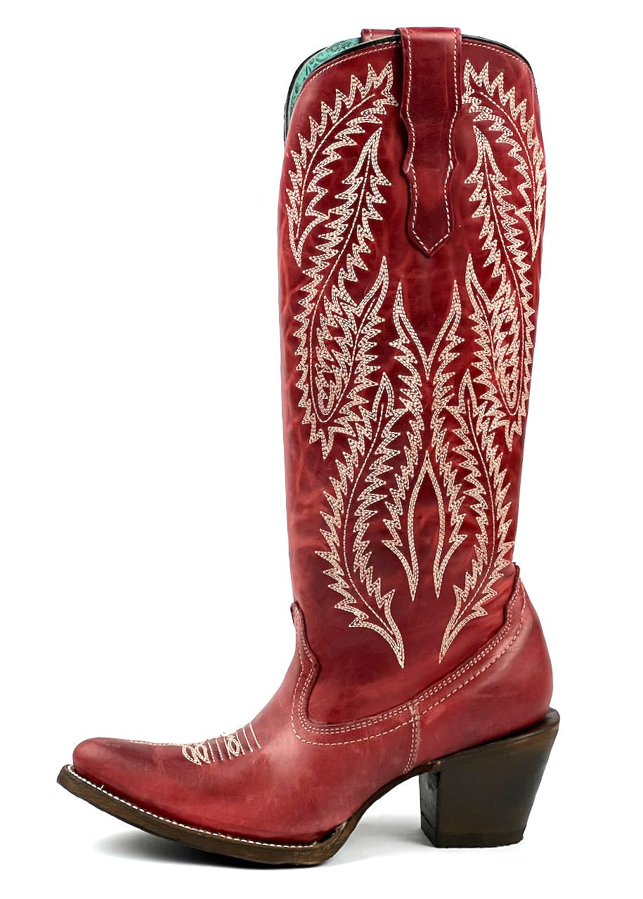 latom esterno stivali texani alti per donna rossi modello E1318 di Corral
