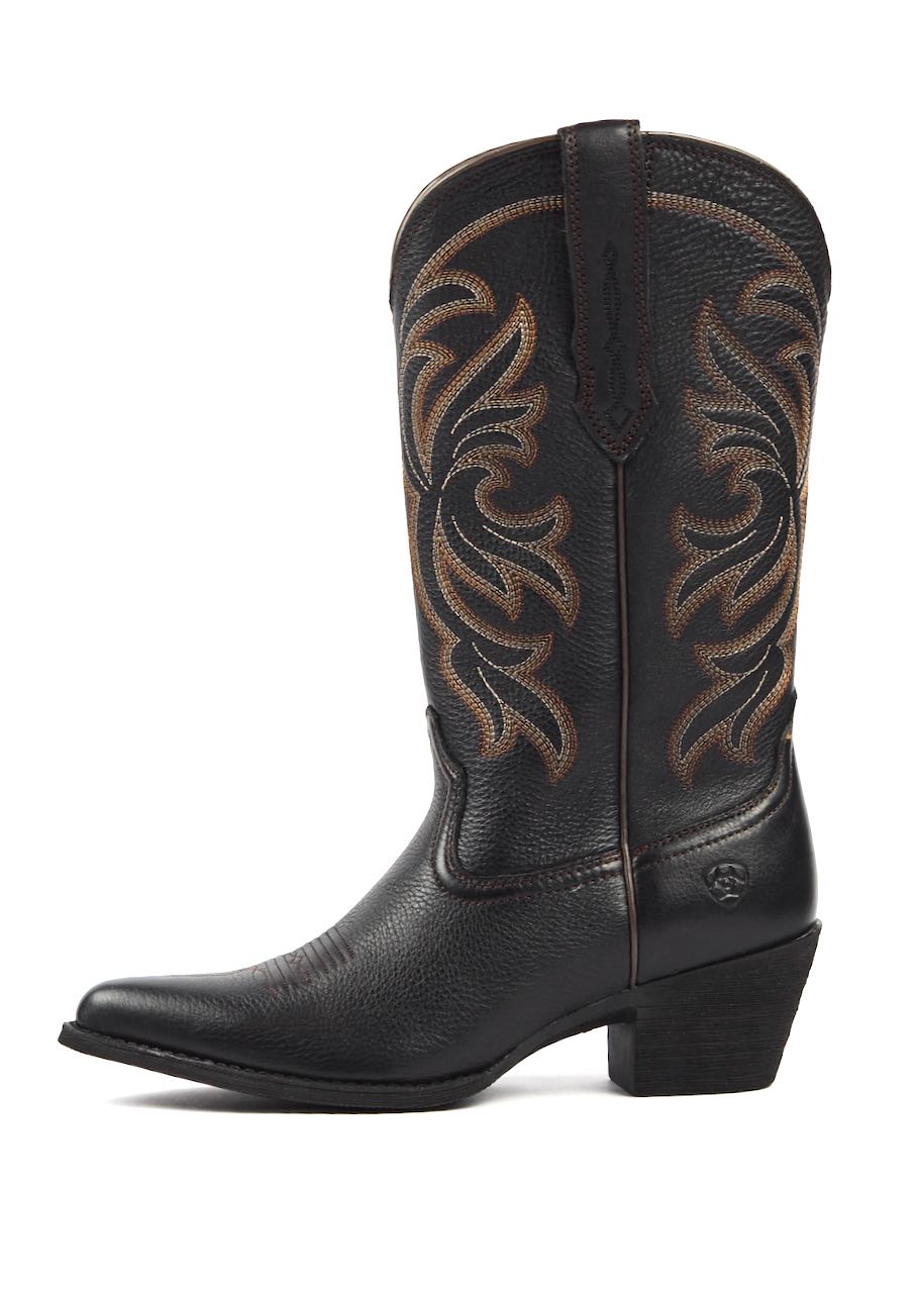 lato esterno stivali texani per donna modello Heritage J Toe Stretchfit Black di Ariat