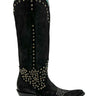 Women's Cowboy Boots model C4134 by Corral in metallic black leather with studded detailing and side zipper.