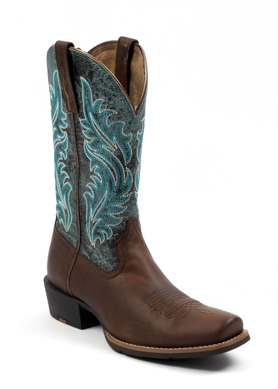 lato esterno Stivali Western donna Round Up Narrow Cutter Toe in Sassy Brown Ocean Wave di Ariat