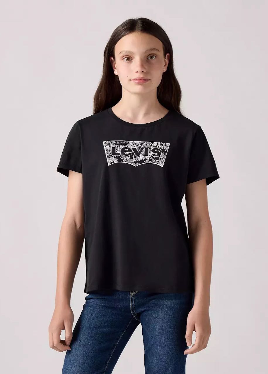 Geblümtes Batwing-T-Shirt für Mädchen in Jet Black von Levi's