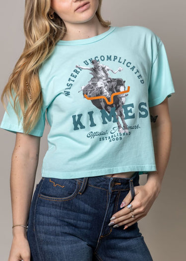 Break Through women's T-shirt logo detail in Mint by Kimes Ranch