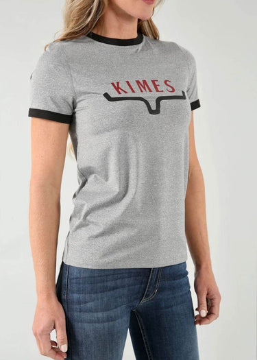 Right side Women's Fast Kimes Tech T-shirt in Grey Heather by Kimes Ranch