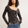 Hope Henley Long Sleeve T-shirt in Black by Free People