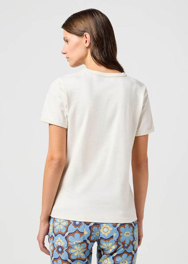 Behind Women's Ringer Tee Vintage T-shirt in White by Wrangler