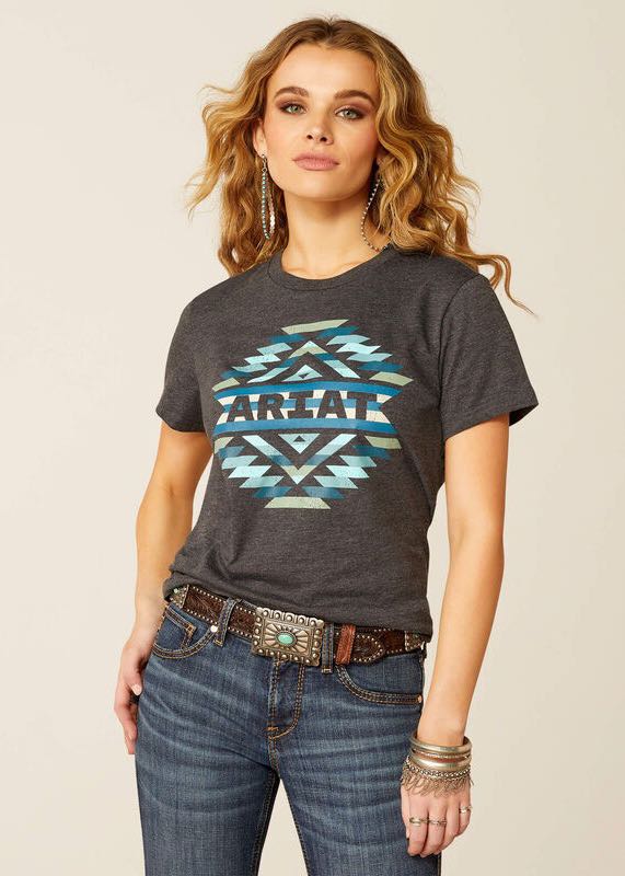 T-shirt donna Southwest Classic in Characoal Heather di Ariat