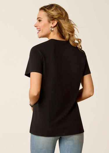 Behind Women's Established Boot Co Black T-shirt by Ariat