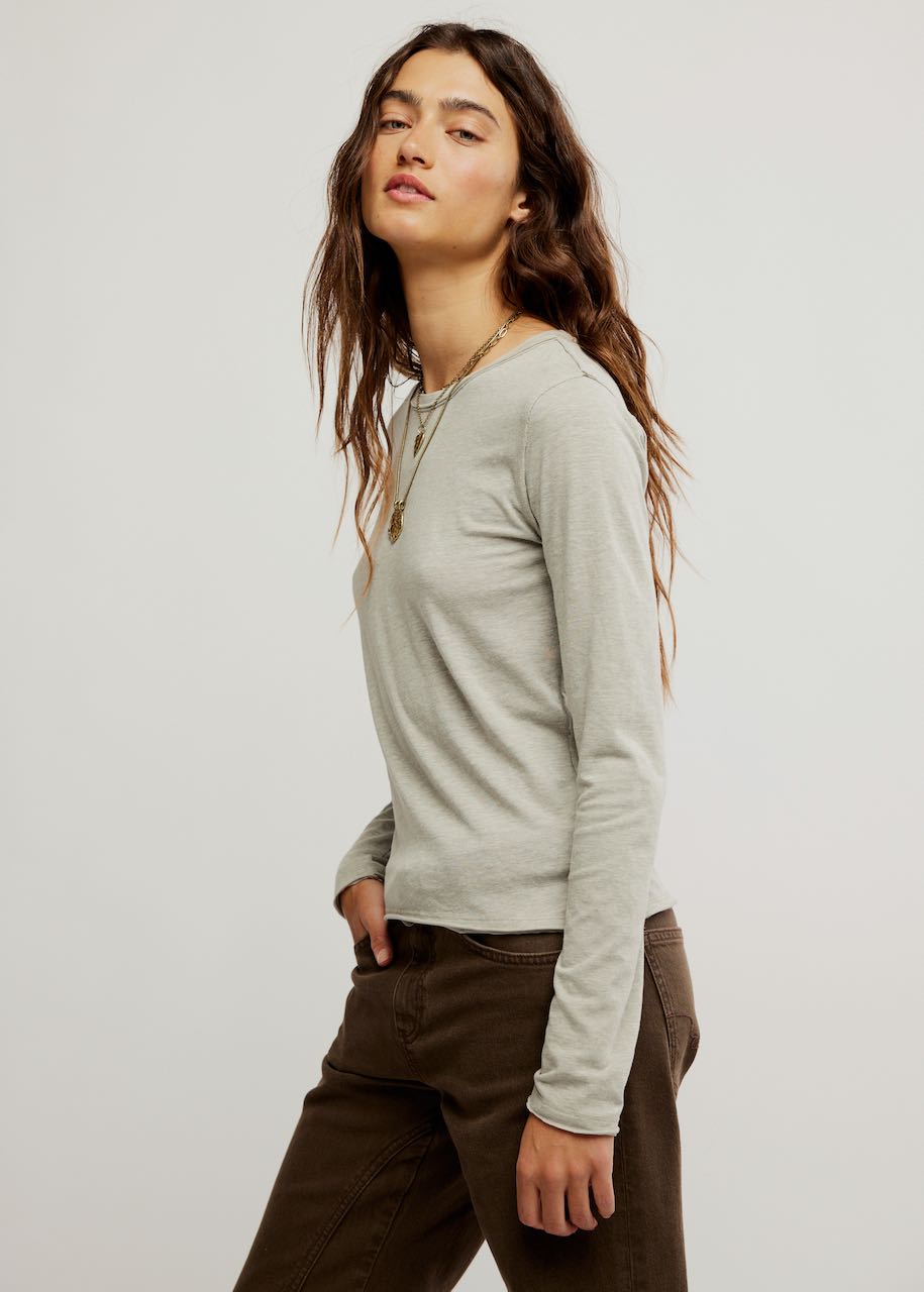 lato T-shirt manica lunga Nova Tee in caiman di Free People