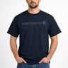 T-Shirt porté Hommes Logo Dearborn Relaxed en Navy|Bleu foncé par Carhartt