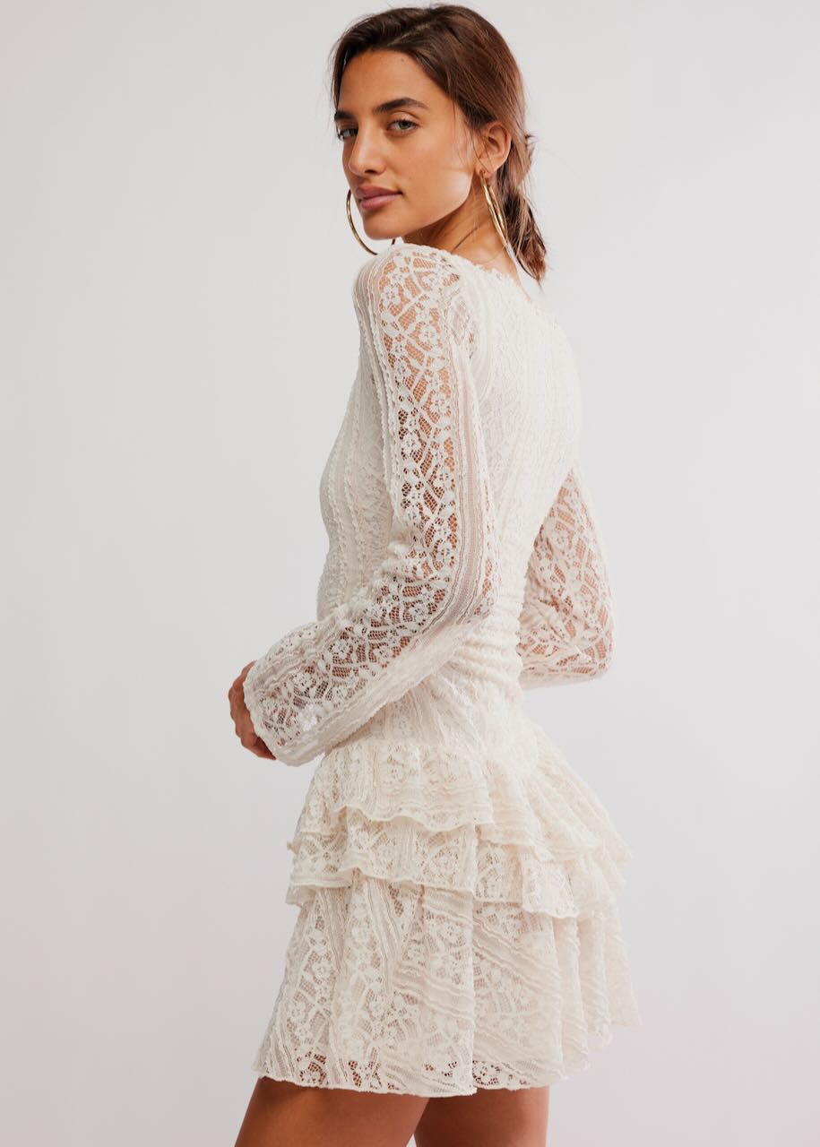 lato Tabby Lace Mini dress in Tea by Free People