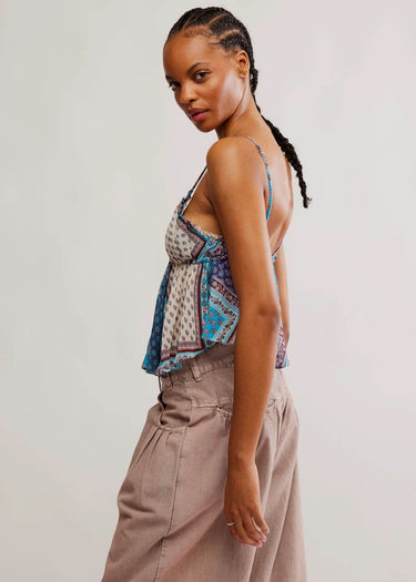 Side Top Alix Printed in Ocean Combo by Free People
